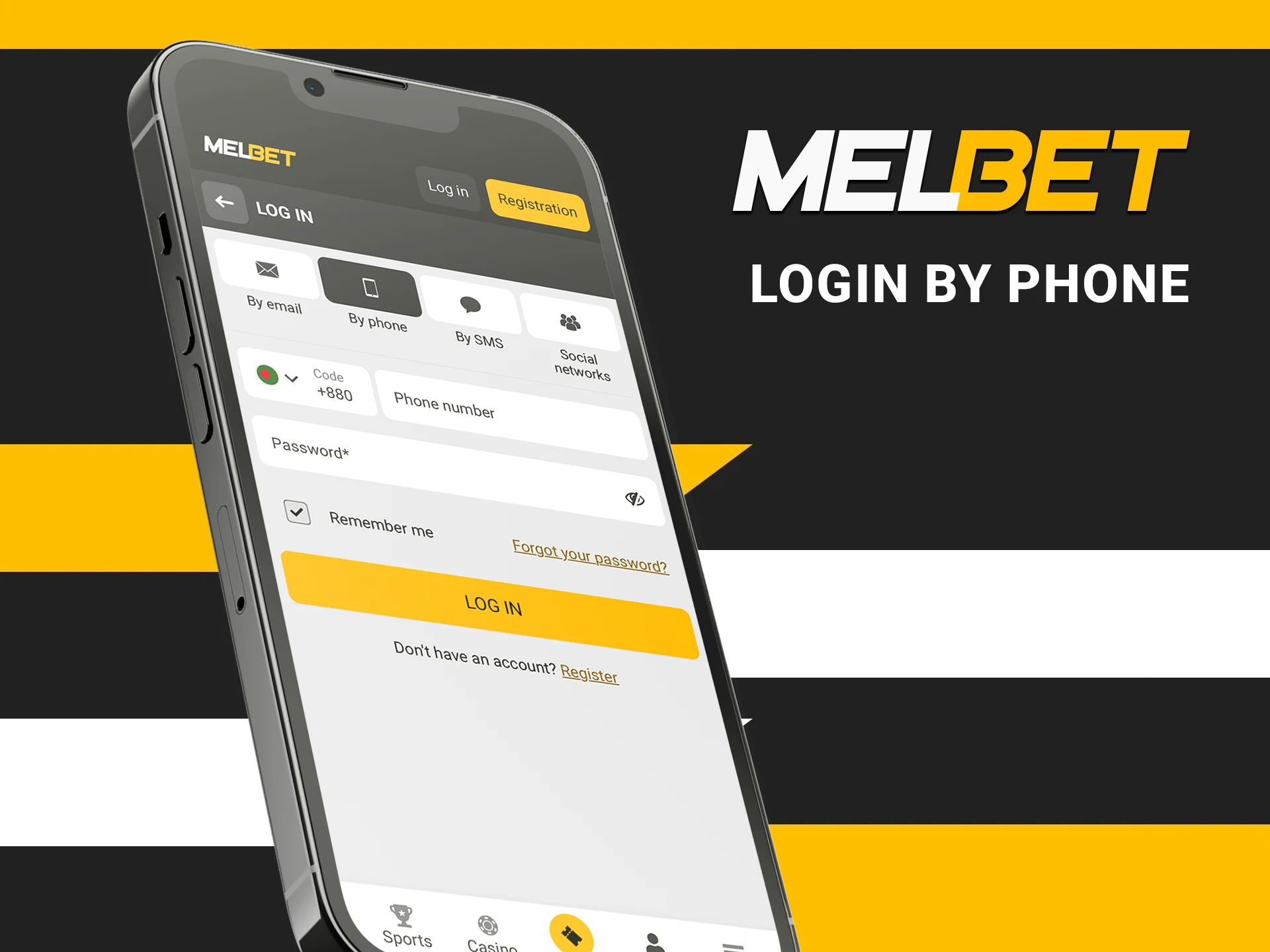 Authorization by phone number in Melbet in a minute.