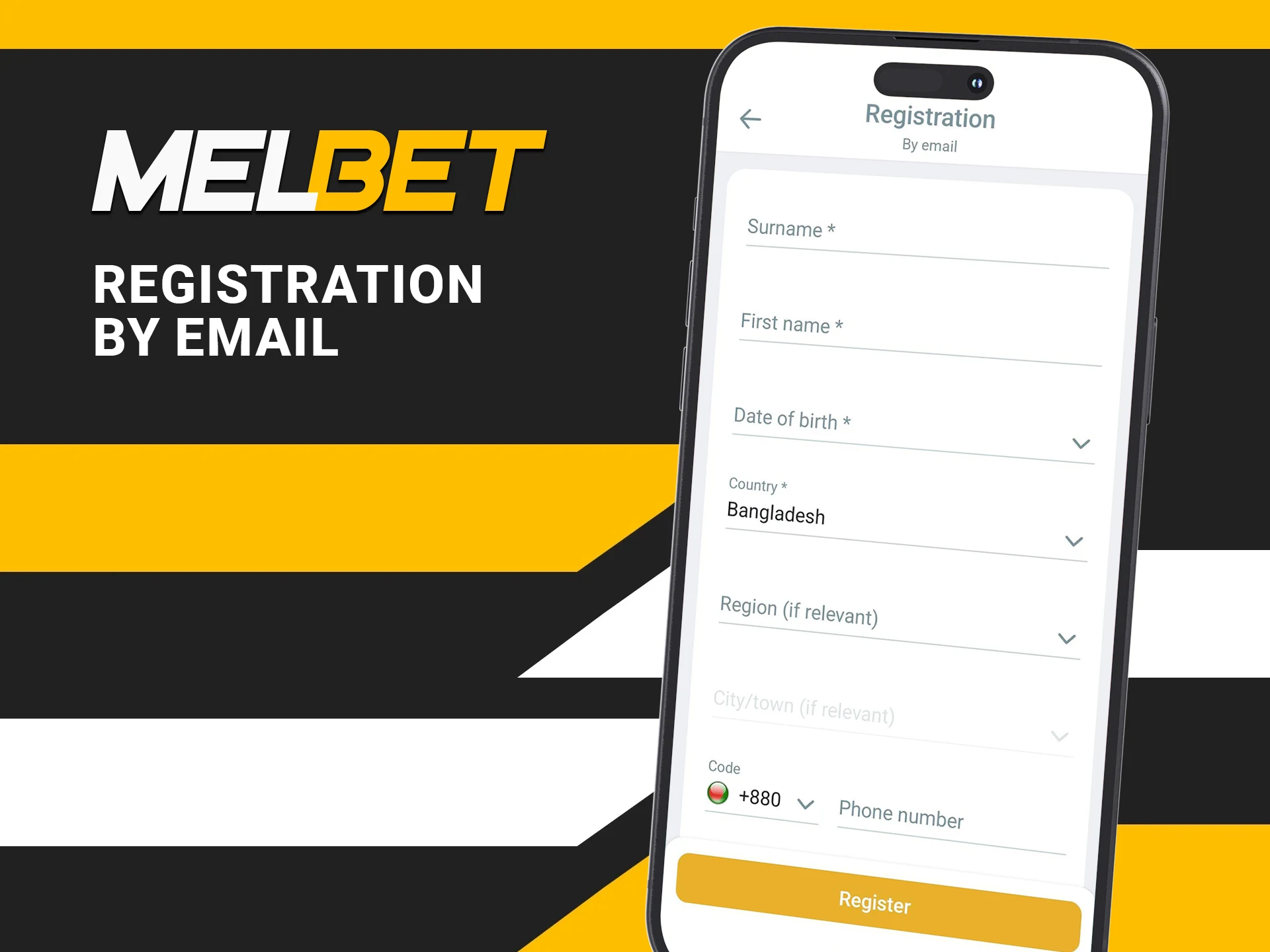 You can create an account at Melbet using your email.